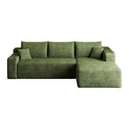 Green Corduroy Modular L Shaped Sofa and Chaise Sectional