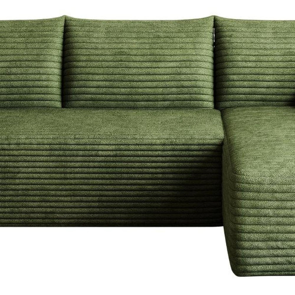 Green Corduroy Modular L Shaped Sofa and Chaise Sectional