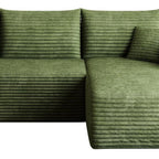 Green Corduroy Modular L Shaped Sofa and Chaise Sectional