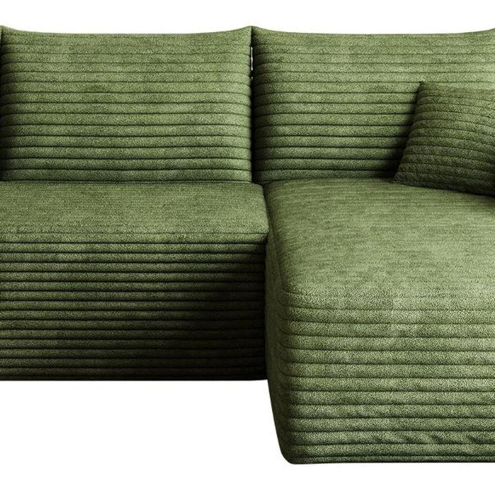 Green Corduroy Modular L Shaped Sofa and Chaise Sectional