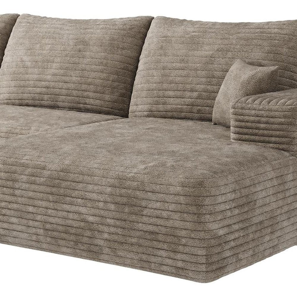 Camel Corduroy Modular L Shaped Sofa and Chaise Sectional