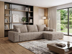 Camel Corduroy Modular L Shaped Sofa and Chaise Sectional