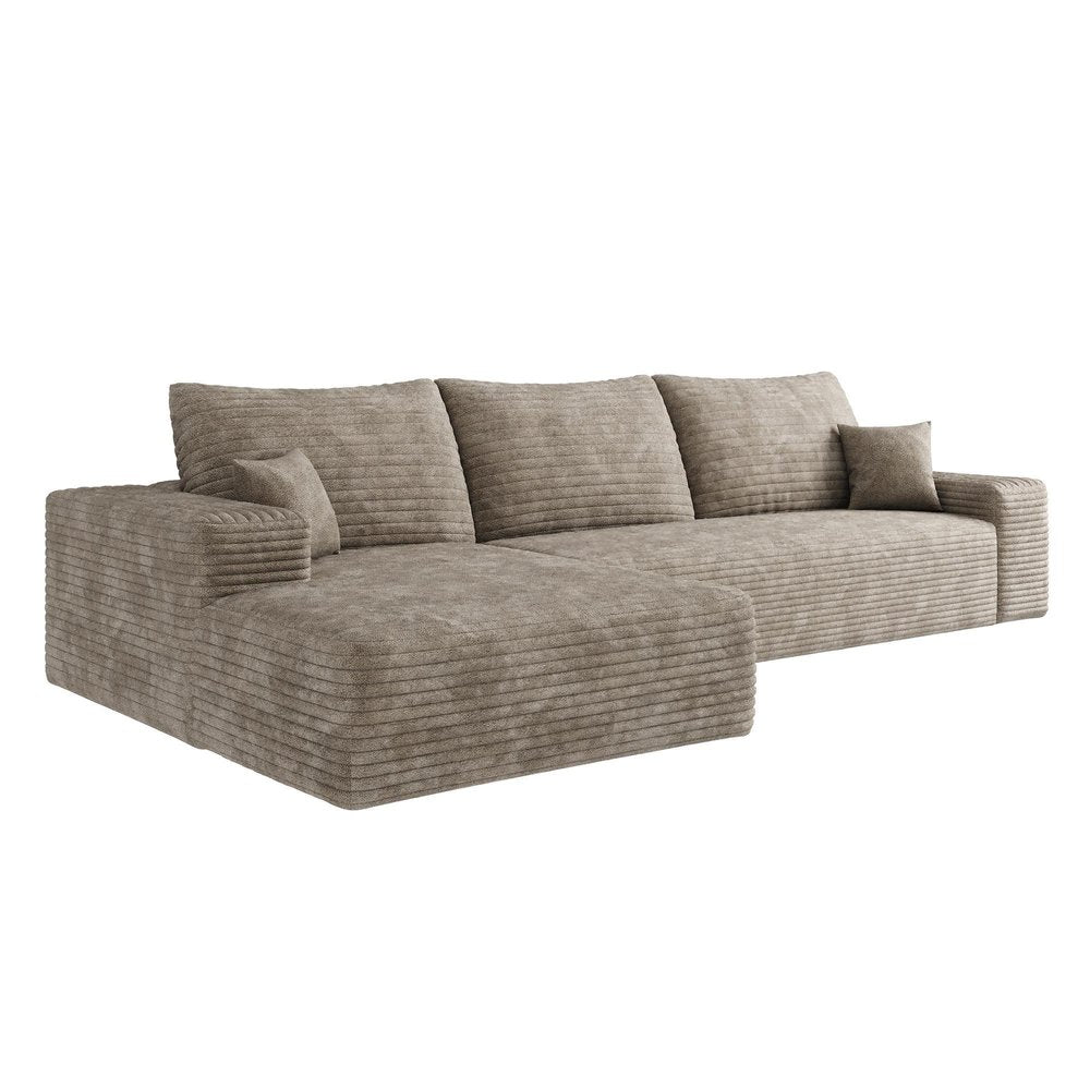 Camel Corduroy Modular L Shaped Sofa and Chaise Sectional