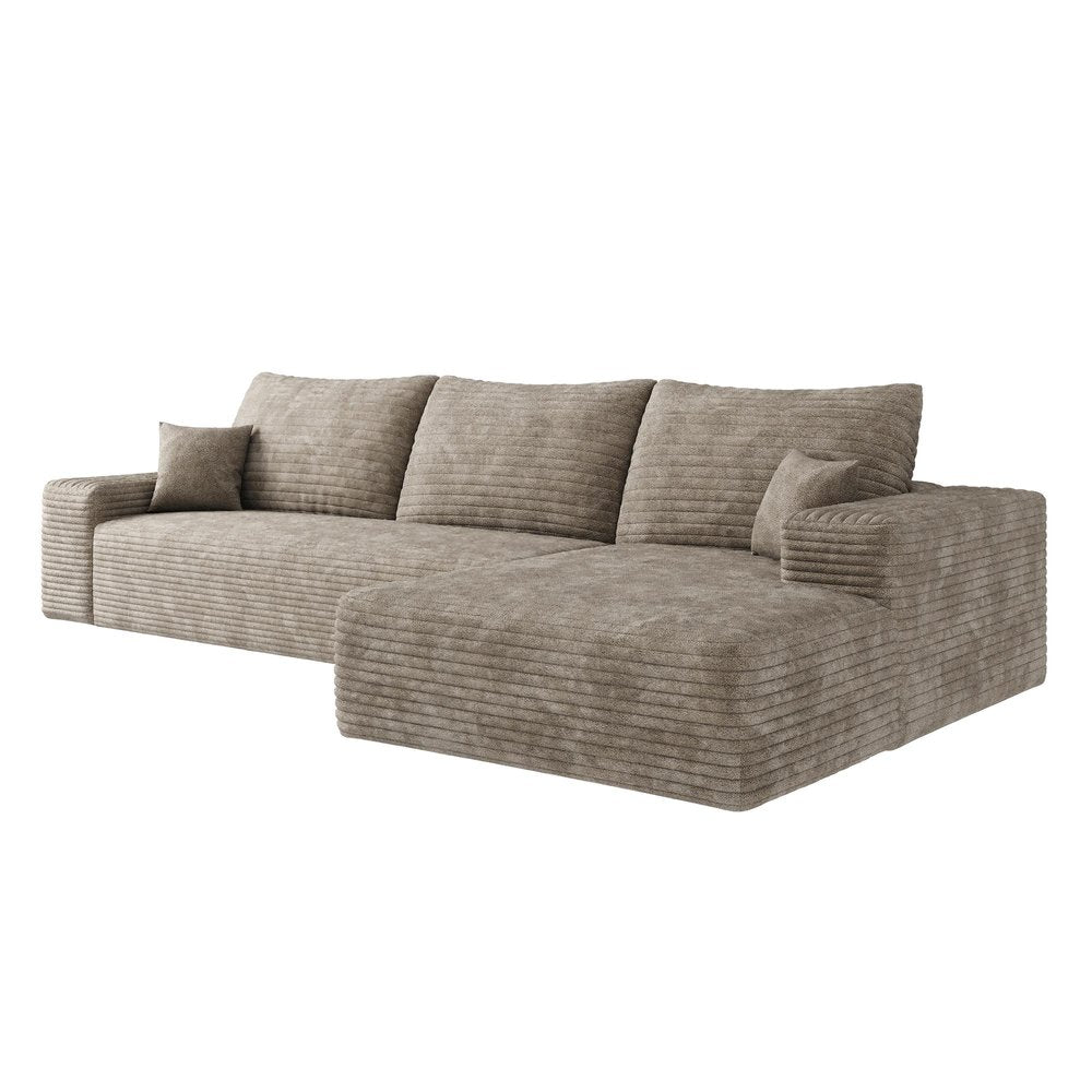 Camel Corduroy Modular L Shaped Sofa and Chaise Sectional