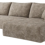 Camel Corduroy Modular L Shaped Sofa and Chaise Sectional
