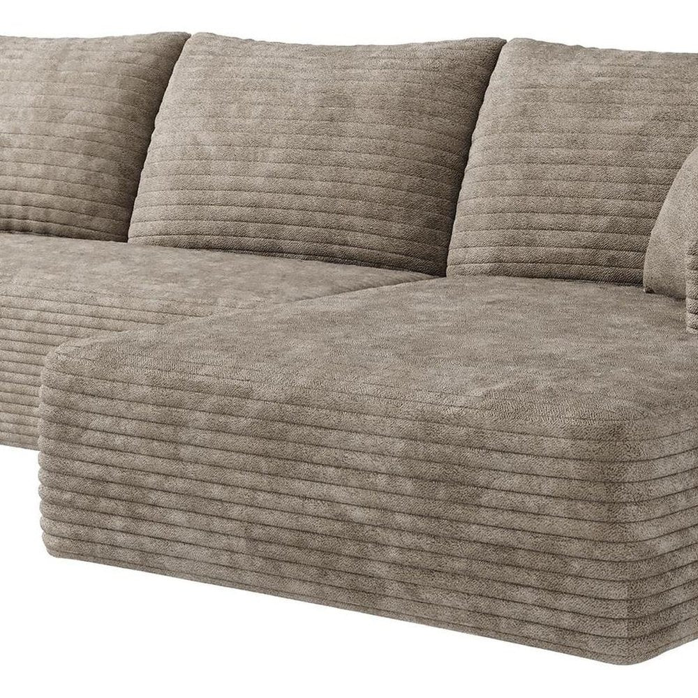 Camel Corduroy Modular L Shaped Sofa and Chaise Sectional