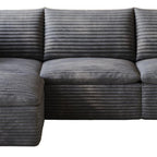 102" Dark Gray Corduroy Modular Sofa With Ottoman And Toss Pillows