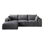 102" Dark Gray Corduroy Modular Sofa With Ottoman And Toss Pillows
