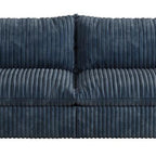 158" Blue Corduroy Modular Sofa With Toss Pillows
