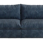 158" Blue Corduroy Modular Sofa With Toss Pillows