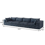 158" Blue Corduroy Modular Sofa With Toss Pillows