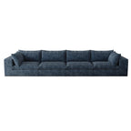 158" Blue Corduroy Modular Sofa With Toss Pillows