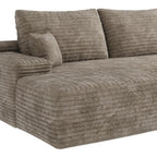 107" Camel Corduroy Modular Chaise Style Sofa With Ottoman And Toss Pillows