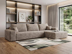 Camel Corduroy Modular L Shaped Sofa and Chaise Sectional