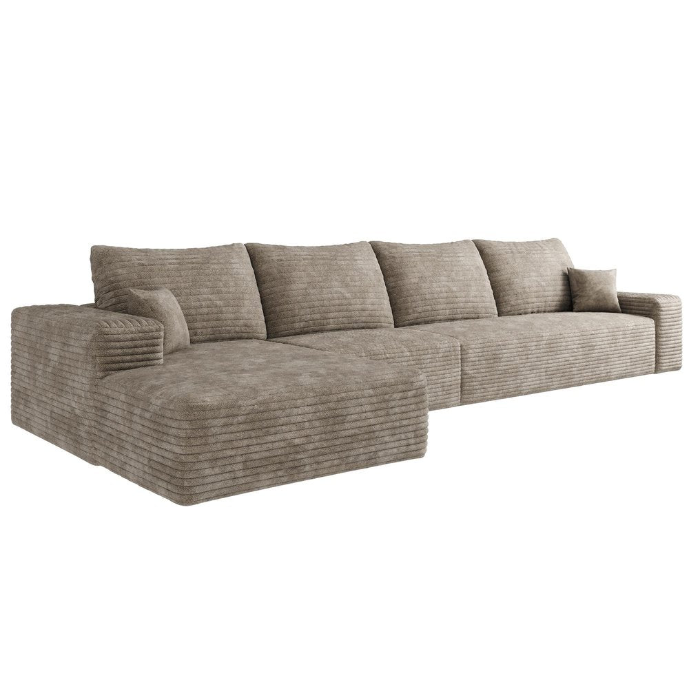 Camel Corduroy Modular L Shaped Sofa and Chaise Sectional