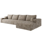 Camel Corduroy Modular L Shaped Sofa and Chaise Sectional