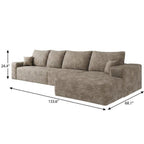 Camel Corduroy Modular L Shaped Sofa and Chaise Sectional