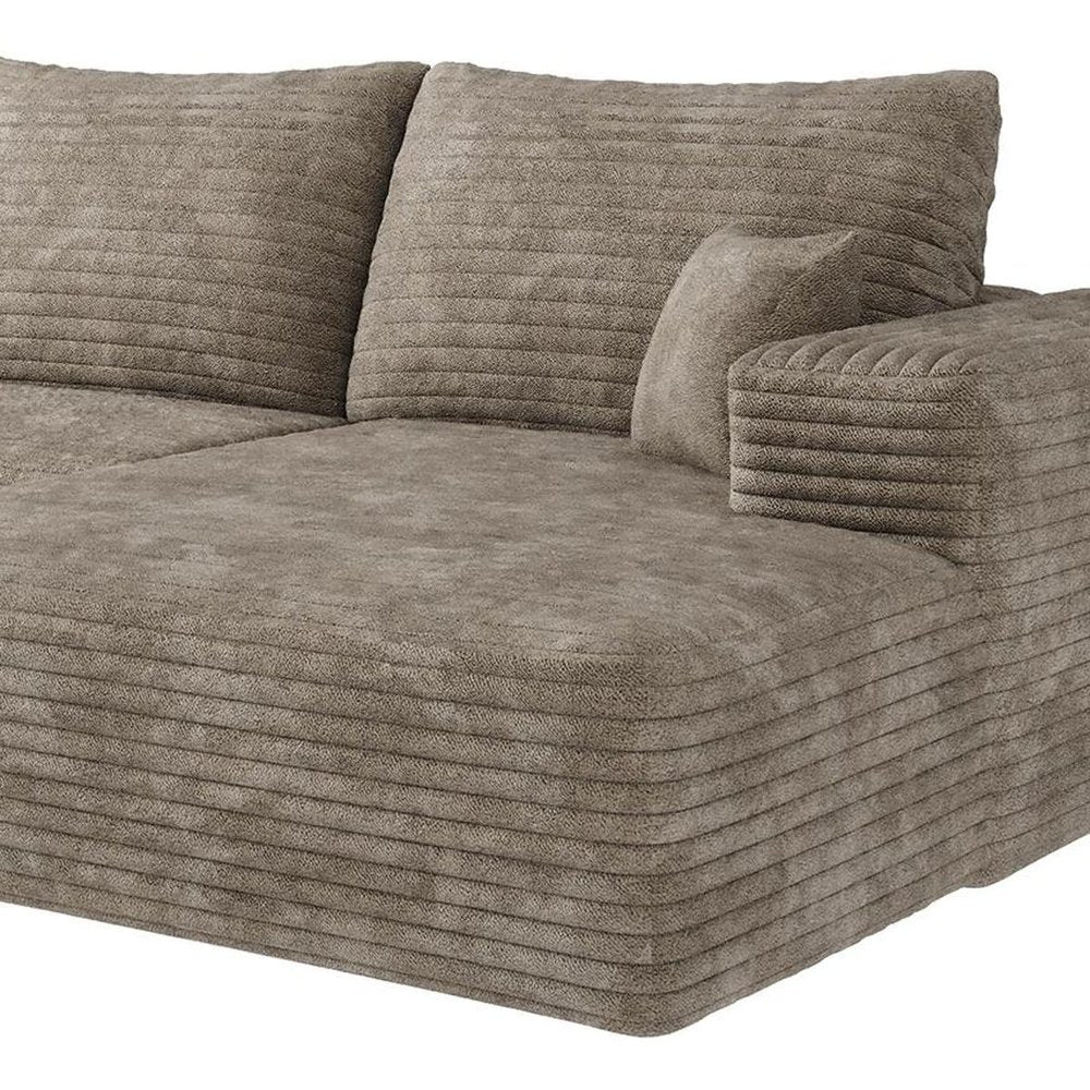 Camel Corduroy Modular L Shaped Sofa and Chaise Sectional