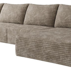 Camel Corduroy Modular L Shaped Sofa and Chaise Sectional