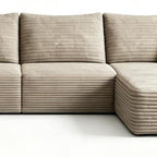 135" Camel Corduroy Modular Chaise Style Sofa With Ottoman And Toss Pillows