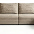 135" Camel Corduroy Modular Chaise Style Sofa With Ottoman And Toss Pillows