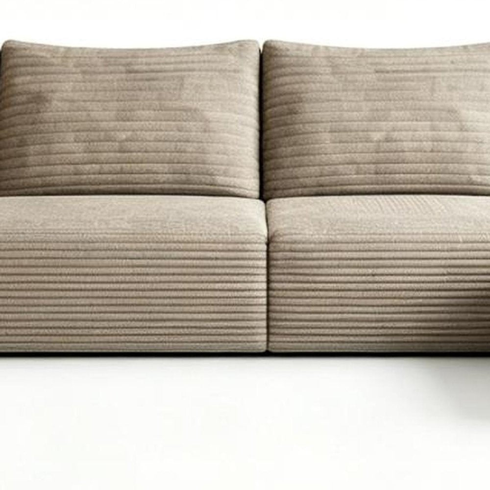 135" Camel Corduroy Modular Chaise Style Sofa With Ottoman And Toss Pillows