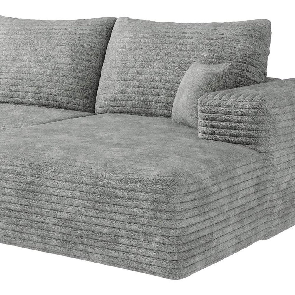 Gray Corduroy Modular L Shaped Sofa and Chaise Sectional
