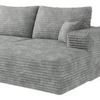 Gray Corduroy Modular L Shaped Sofa and Chaise Sectional