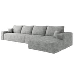 Gray Corduroy Modular L Shaped Sofa and Chaise Sectional