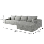 Gray Corduroy Modular L Shaped Sofa and Chaise Sectional