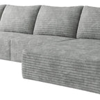 Gray Corduroy Modular L Shaped Sofa and Chaise Sectional