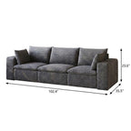 102" Gray Corduroy Modular Sofa With Toss Pillows