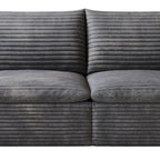 102" Gray Corduroy Modular Sofa With Toss Pillows