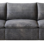 102" Gray Corduroy Modular Sofa With Toss Pillows