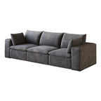 102" Gray Corduroy Modular Sofa With Toss Pillows