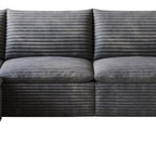 134" Gray Corduroy Modular Sofa With Ottoman And Toss Pillows