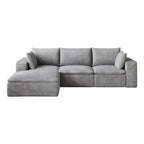 102" Gray Corduroy Modular Sofa With Ottoman And Toss Pillows