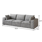 102" Gray Corduroy Modular Sofa With Toss Pillows