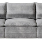 102" Gray Corduroy Modular Sofa With Toss Pillows