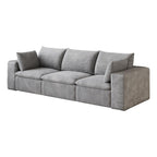 102" Gray Corduroy Modular Sofa With Toss Pillows