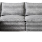 134" Gray Corduroy Modular Sofa With Ottoman And Toss Pillows