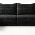 135" Black Corduroy Modular Chaise Style Sofa With Ottoman And Toss Pillows