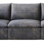 134" Gray Corduroy Modular Sofa With Toss Pillows