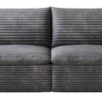 134" Gray Corduroy Modular Sofa With Toss Pillows
