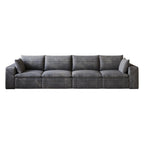 134" Gray Corduroy Modular Sofa With Toss Pillows