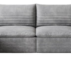 134" Gray Corduroy Modular Sofa With Ottoman And Toss Pillows