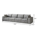 134" Gray Corduroy Modular Sofa With Toss Pillows