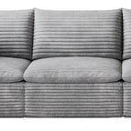 134" Gray Corduroy Modular Sofa With Toss Pillows