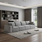 134" Gray Corduroy Modular Sofa With Toss Pillows