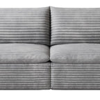 134" Gray Corduroy Modular Sofa With Toss Pillows